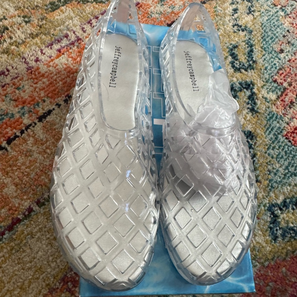 Jeffrey Campbell Silver Diamond Pattern Flats